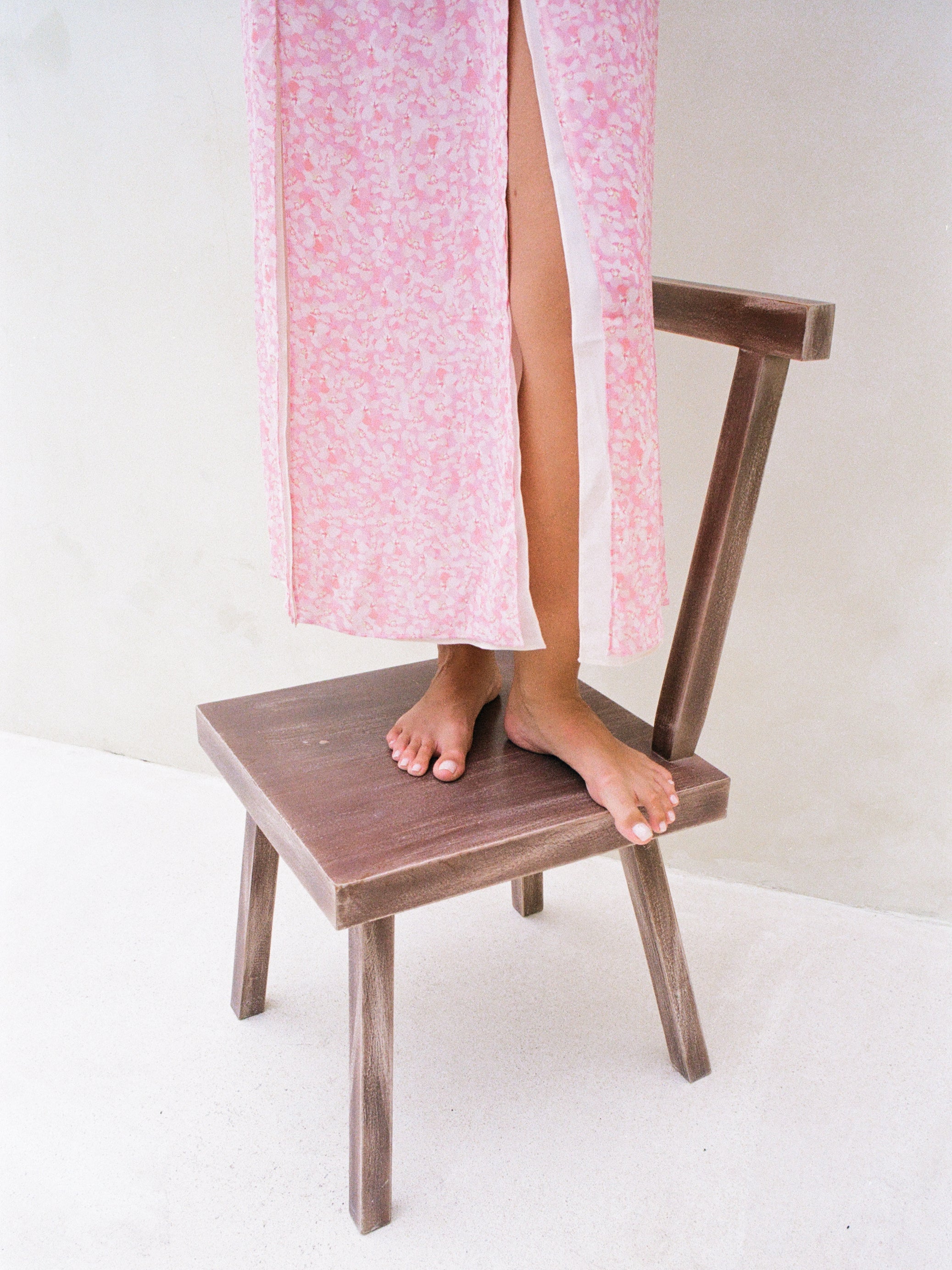 MAVY — floral-print viscose chiffon dress with high side slit
