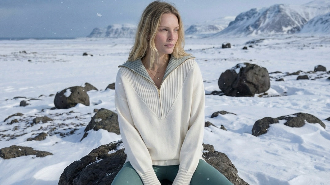 ORCHID — Cashmere & Wool Zip-Neck Jumper in Ivory
