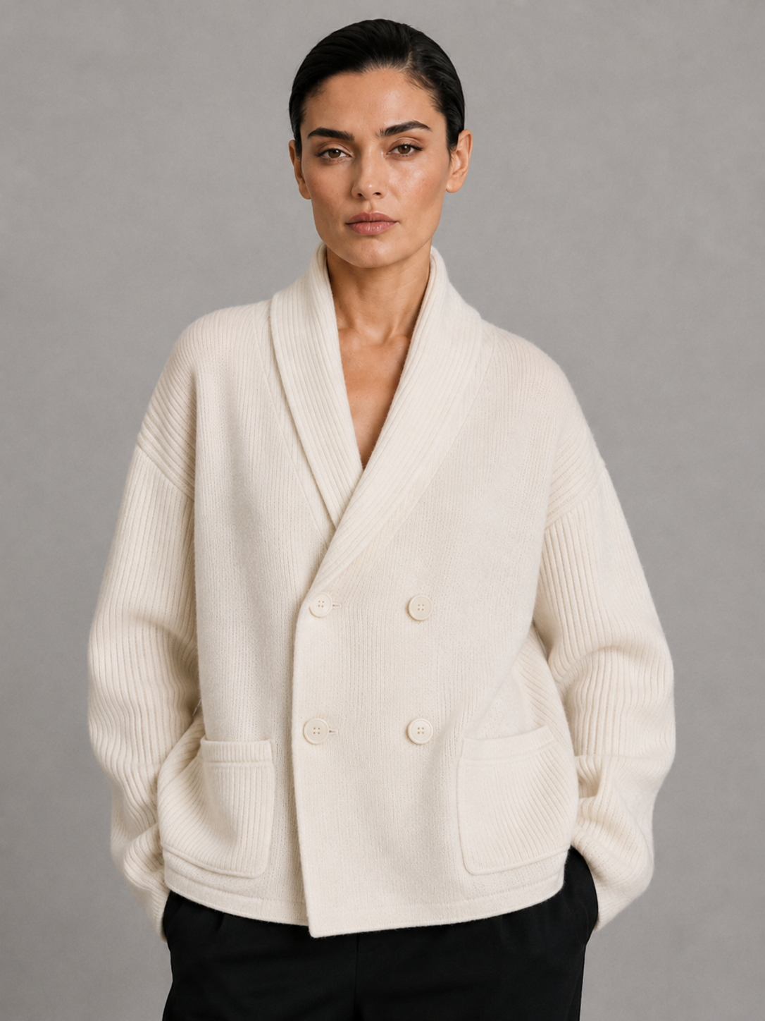 VIVIENE - double-breasted fine-knit cardigan