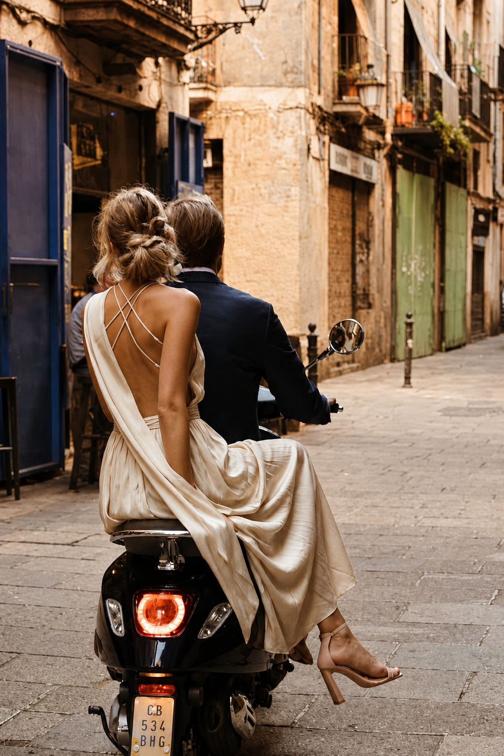SERA Elegant cocktail dress with an open back in milky