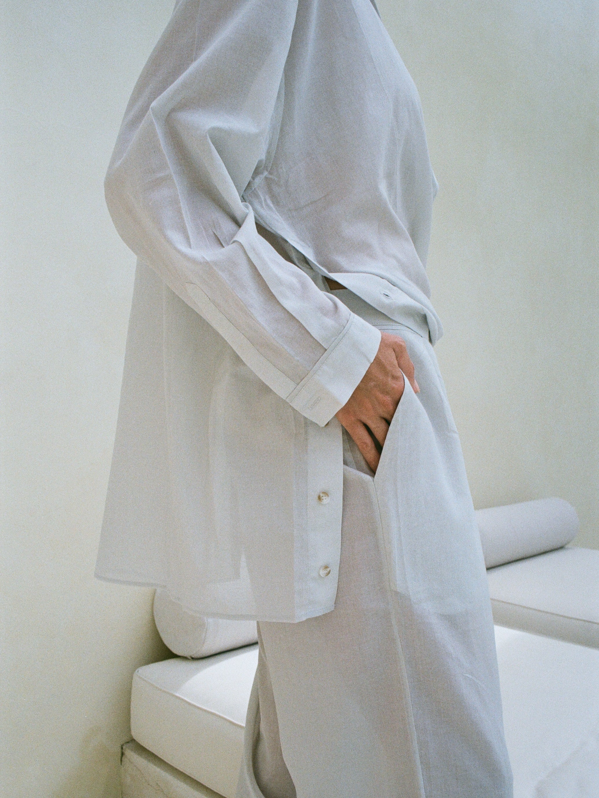 Perfect holiday summer cotton suit - thing and elegant. Mix it with wide long shirt.