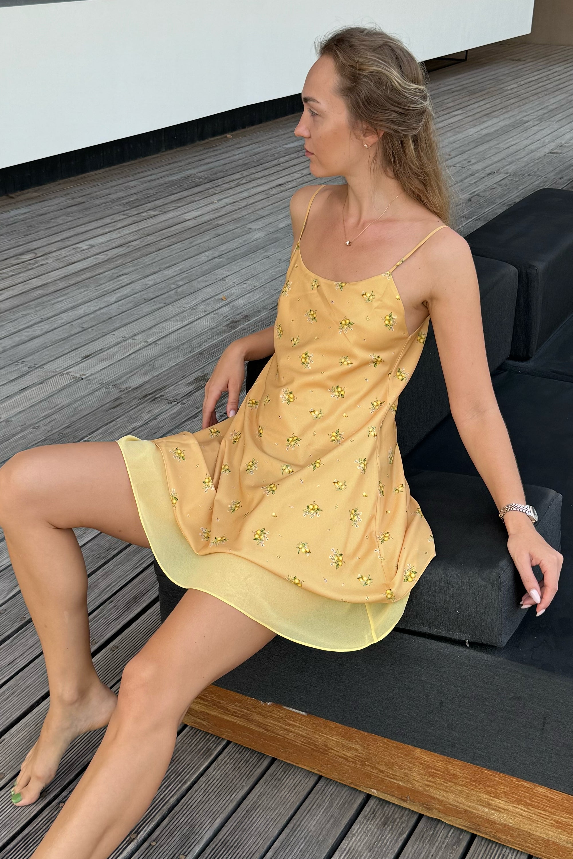 SOLEIL - Floral Silk Mini Slip Dress