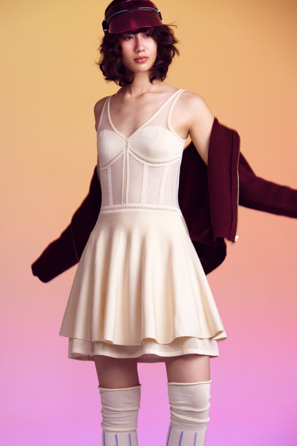 Tie break corset-Knit Mini Dress