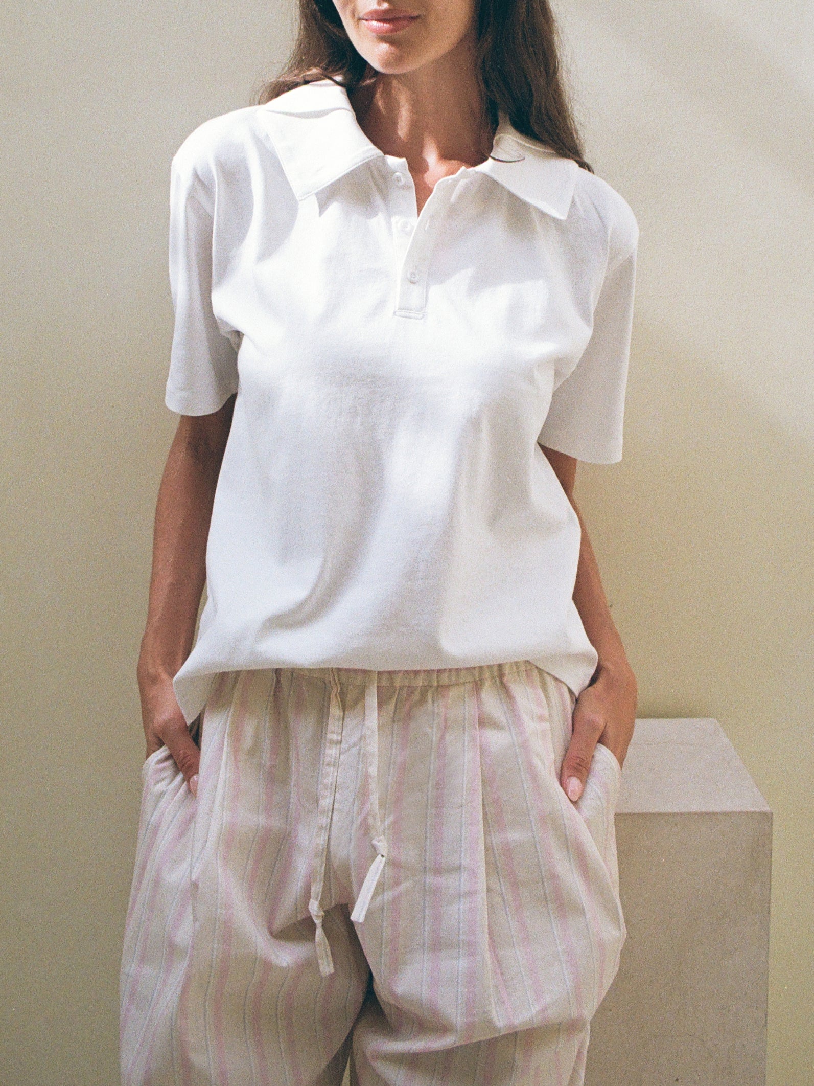 LILA — elegant cotton polo with embellished collar