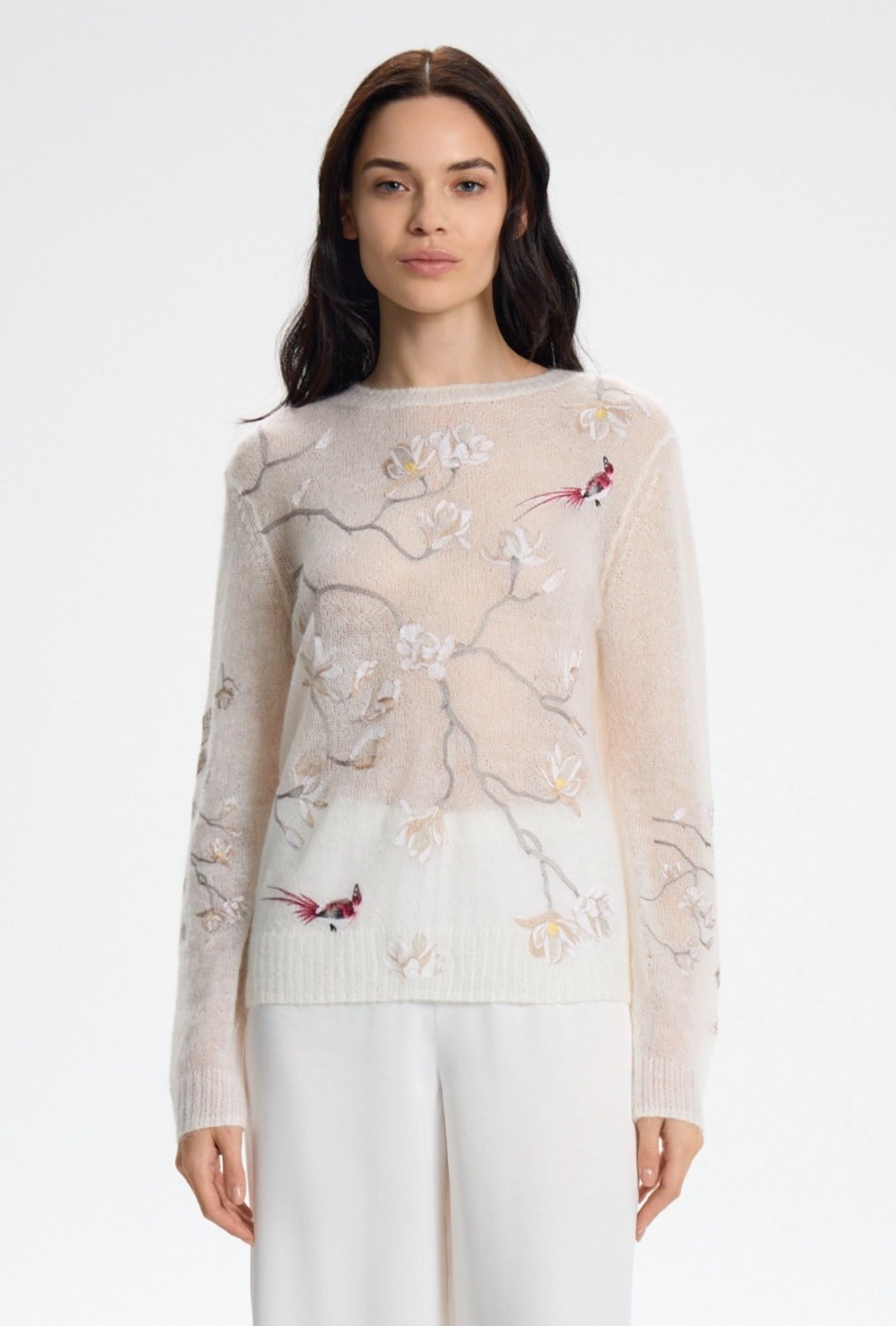 FLEUR - Fine - knit floral mohair sweater