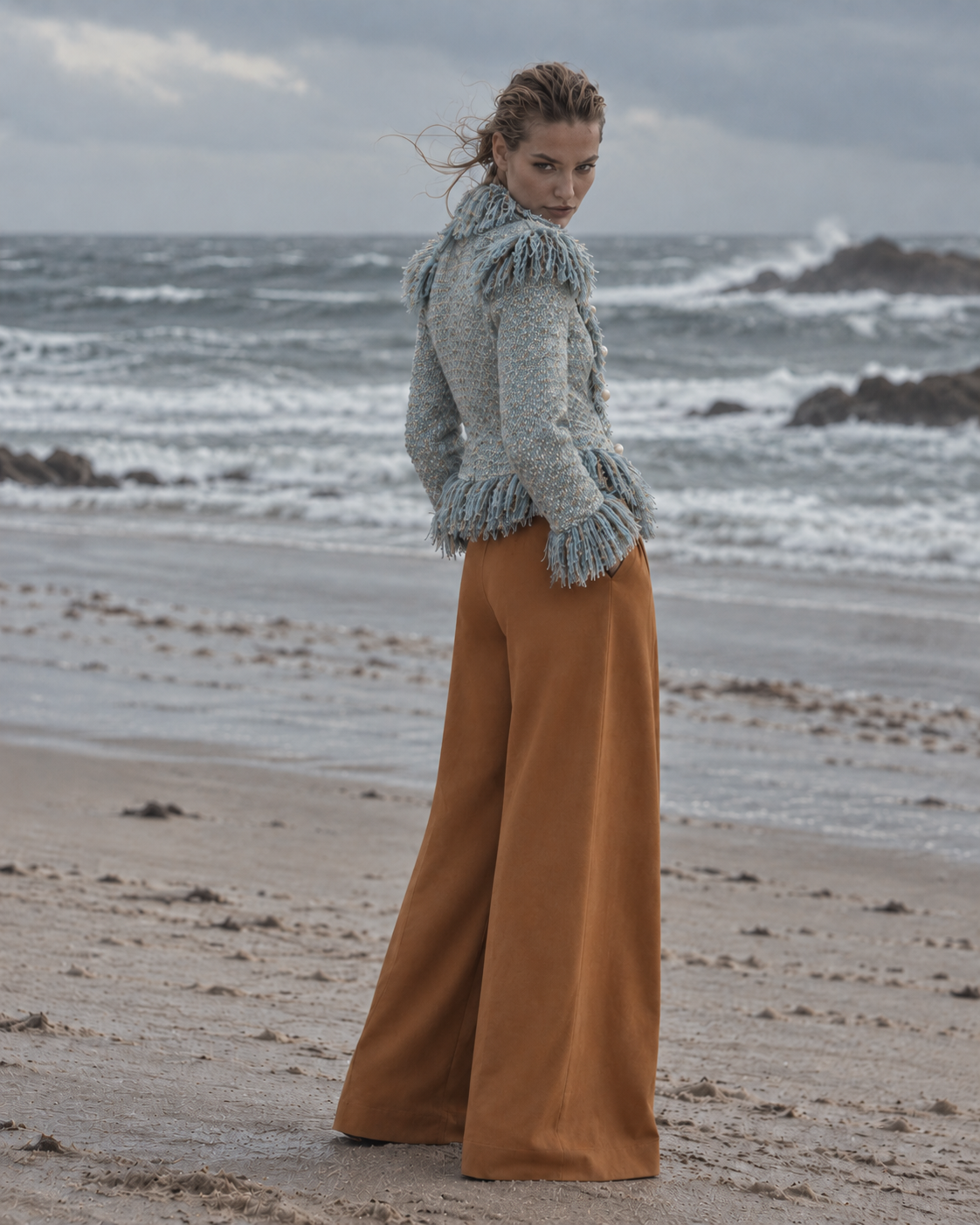 Wool and silk trouser