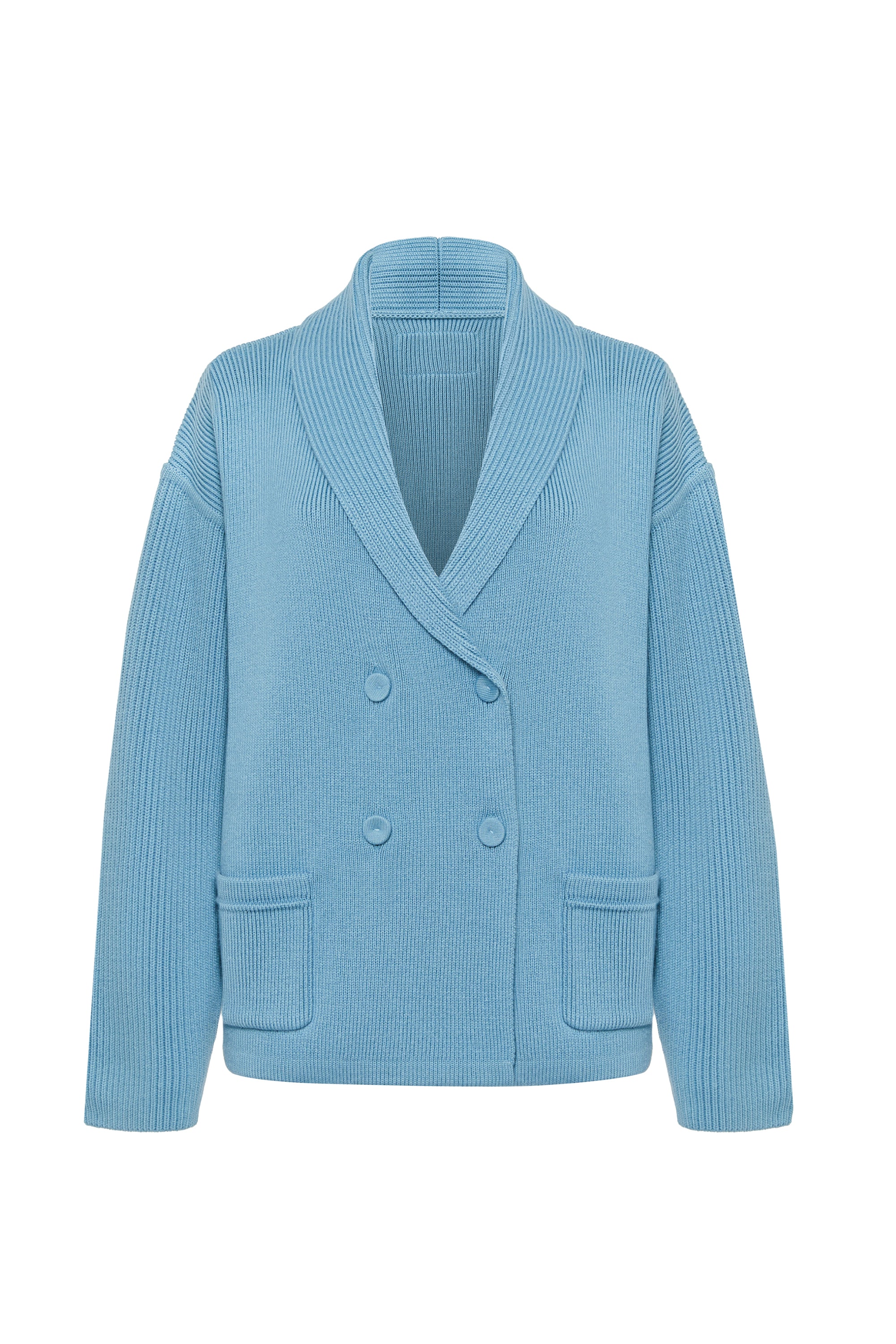 Double-Breasted Fine-Knit Cardigan - thick cardigan which you can use as a jacket for more casual evenings. 