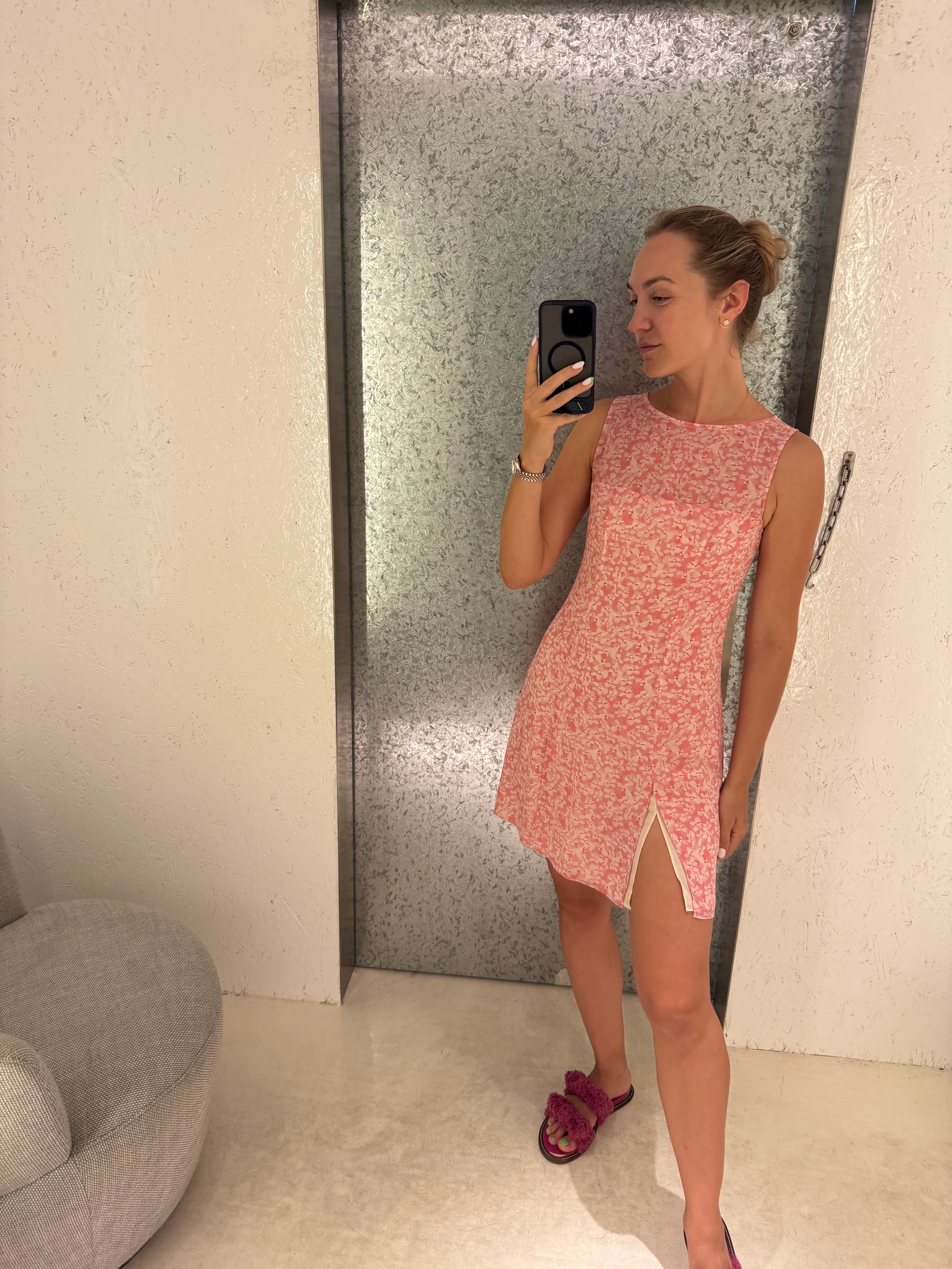 MAVY — FLORAL MINI DRESS WITH HIGH SIDE SLIT
