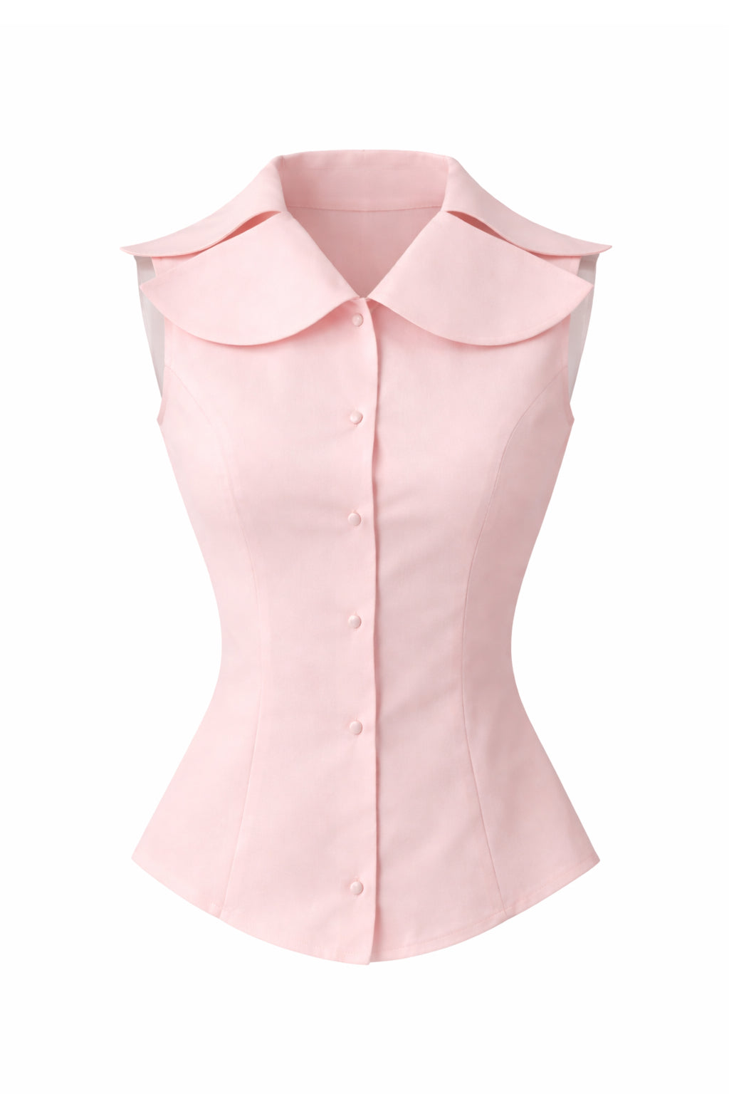 LILY - waisted silk blouse with a double collar