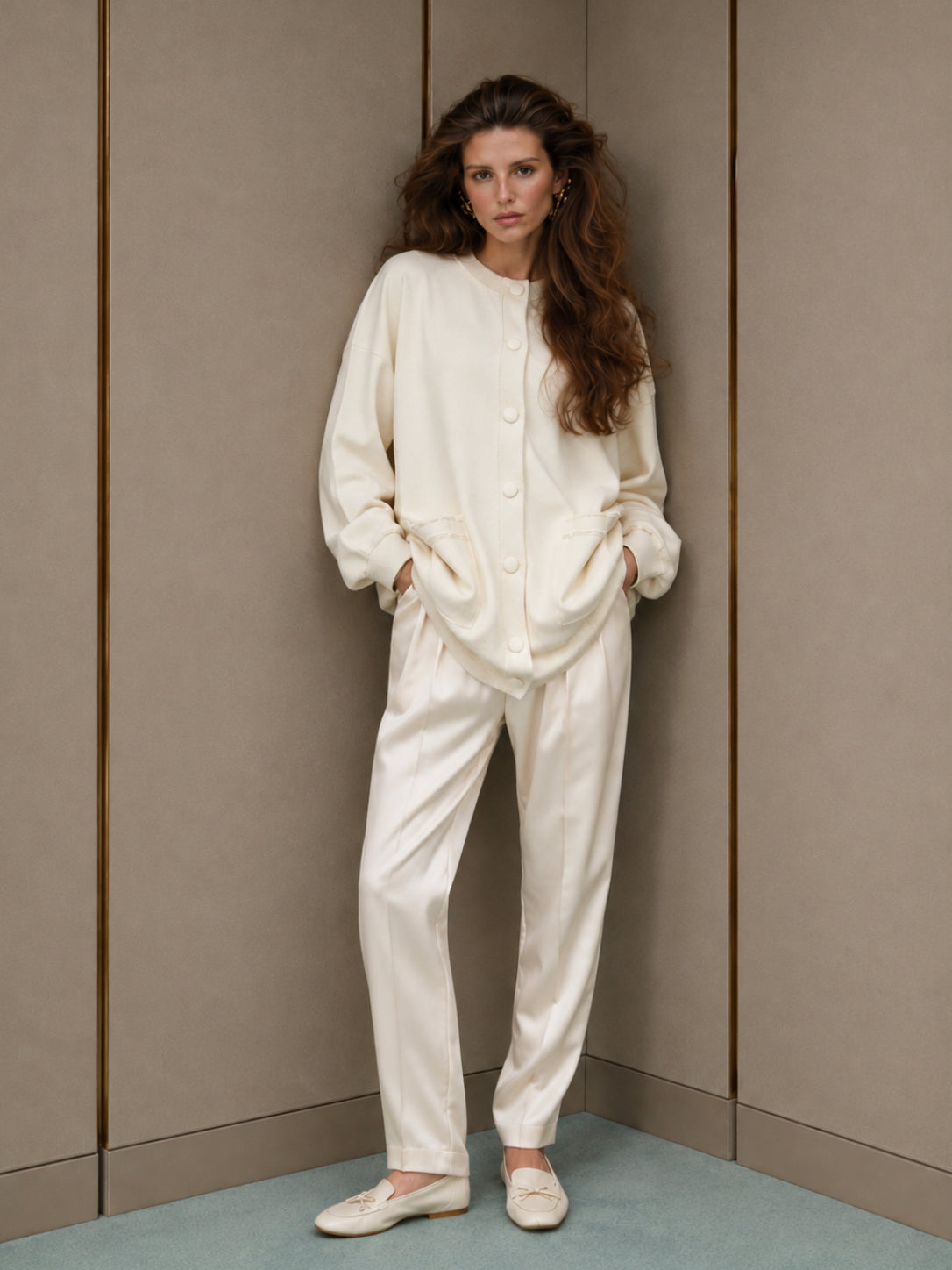 ÉLISE — soft fine-knit long cardigan