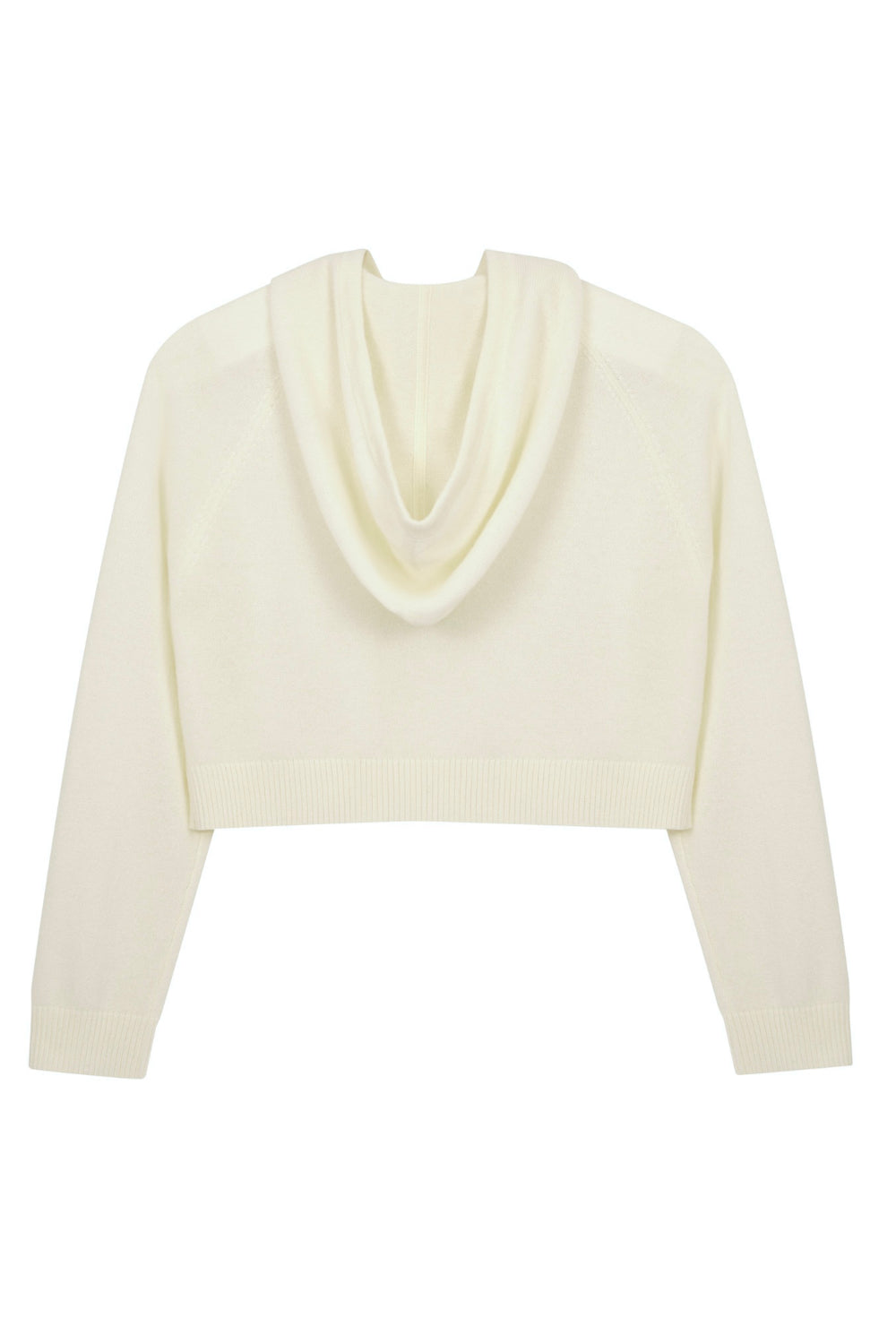 Cropped cashmere hoodie back detail — Maison Viure accessible luxury