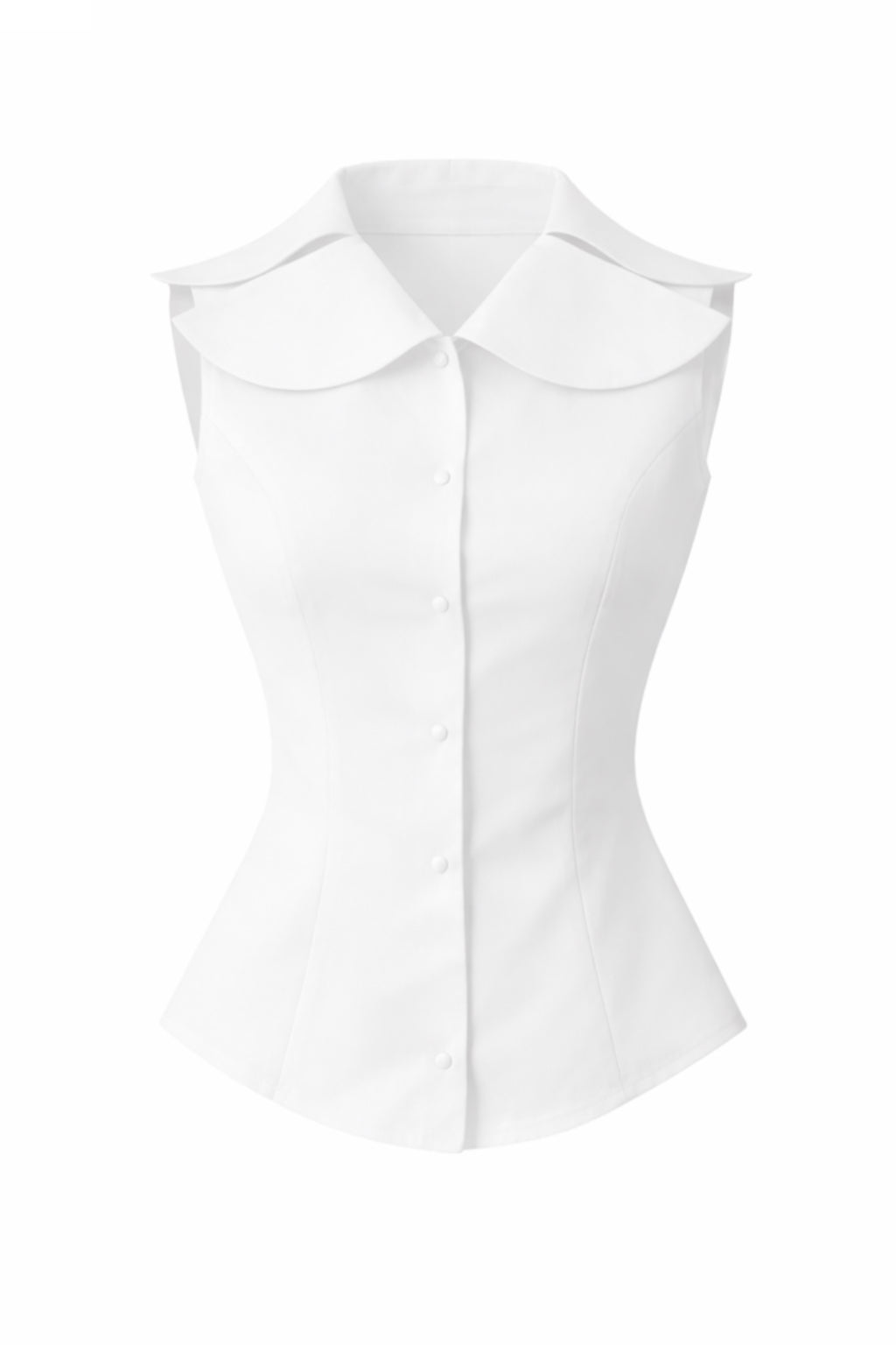 LILY - waisted silk blouse with a double collar