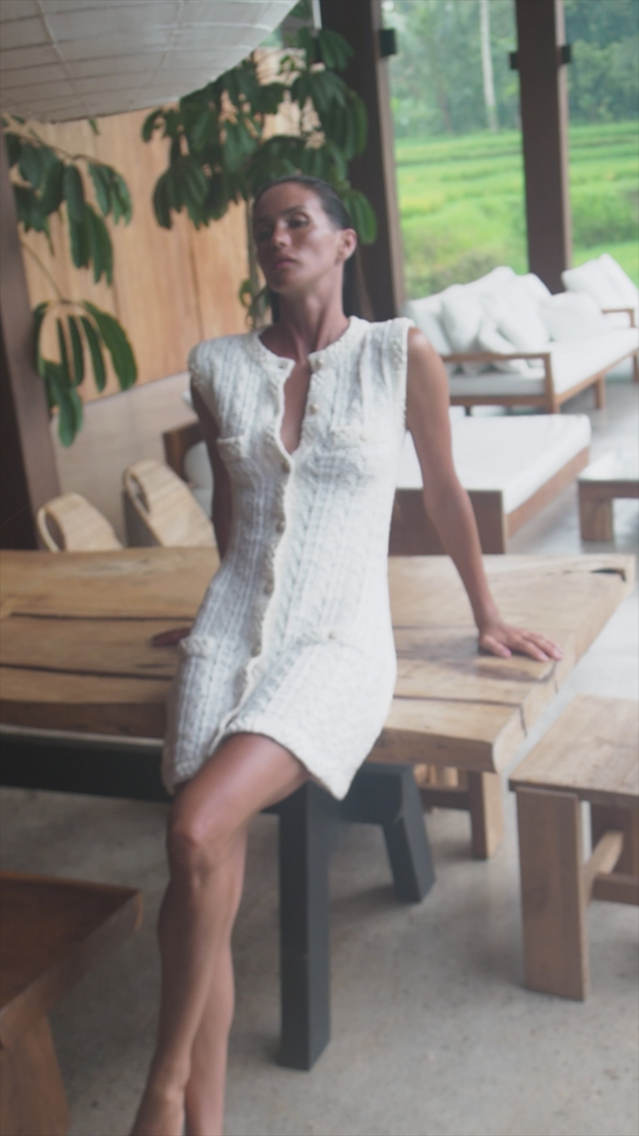 Elegant mini white knitted dress - Singapore, Dubai, Shanghai. Perfect for women searching for:
luxury white mini dress, elegant bouclé sleeveless dress, tailored feminine mini dress, quiet luxury occasion wear, premium structured day dress, refined chic women’s fashion.