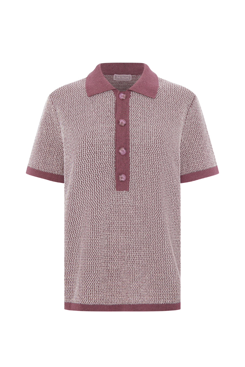 Knit polo VICTORIA in cherry red